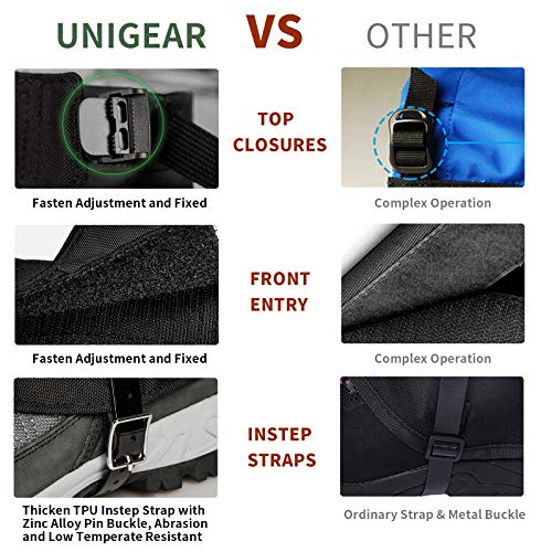 Unigear Polainas 1 Par Impermeable Prueba de Viento Nieve Lluvia Protección para Las Piernas Deporte al Aire Libre Montaña Senderismo Caza Esquí Escalada Guardia Anticorte Transpirable Viajes (L)