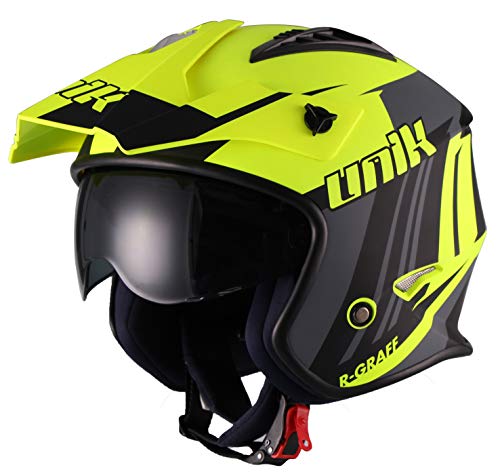 Unik - Casco Jet TRIAL abierto CT-07 R-GRAFF Amarilo Flúor/Negro Mate (XL (61-62 cm.))