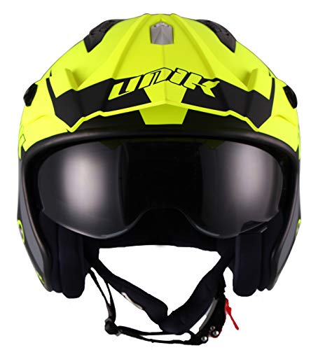 Unik - Casco Jet TRIAL abierto CT-07 R-GRAFF Amarilo Flúor/Negro Mate (XL (61-62 cm.))