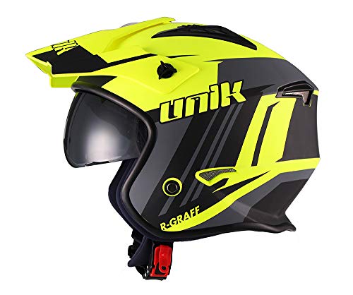 Unik - Casco Jet TRIAL abierto CT-07 R-GRAFF Amarilo Flúor/Negro Mate (XL (61-62 cm.))