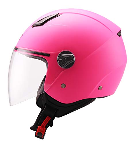 unik CJ-16 Casco Jet Rosa Fluo Opaco S Cj-16-Casco, Hombre, Small