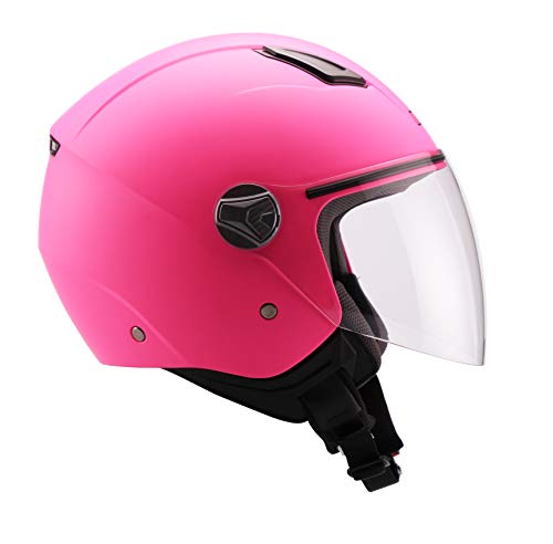 unik CJ-16 Casco Jet Rosa Fluo Opaco S Cj-16-Casco, Hombre, Small