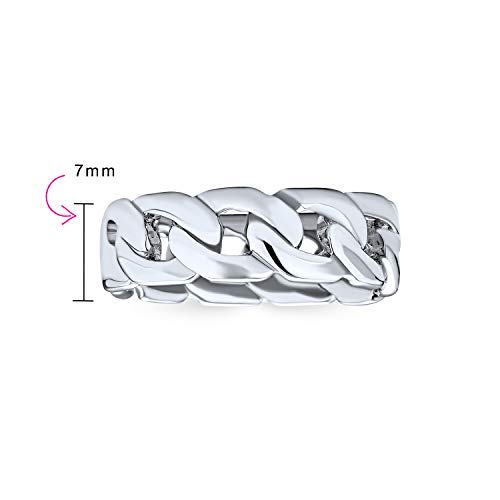 Unisex solid knot link eternity cuban chain ring wedding band for Women Girls Men Boys .925 Sterling Silver 6MM