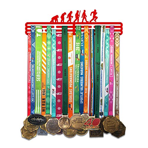 United Medals Darwin Sports - Soporte de pared para colgar medallas (3 barras colgantes hasta 48 medallas), color rojo