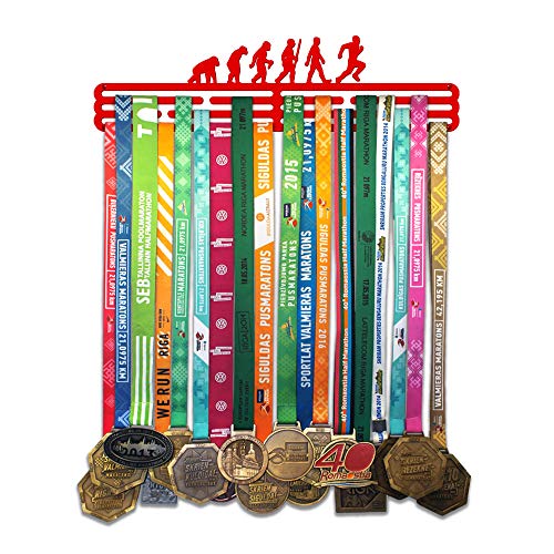 United Medals Darwin Sports - Soporte de pared para colgar medallas (3 barras colgantes hasta 48 medallas), color rojo