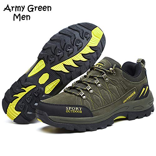 Unitysow Zapatillas de Senderismo Hombres Al Aire Libre Zapatillas de Trekking Impermeables Zapatillas de Montaña Botas de Senderismo Antideslizantes Camping Escalada Sneakers,Army Green,EU42