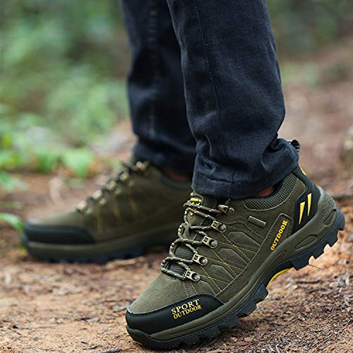 Unitysow Zapatillas de Senderismo Hombres Al Aire Libre Zapatillas de Trekking Impermeables Zapatillas de Montaña Botas de Senderismo Antideslizantes Camping Escalada Sneakers,Army Green,EU42