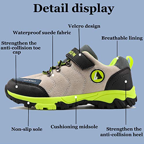 Unitysow Zapatillas de Senderismo para Niño Zapatillas y Calzado Deporte Niños Impermeables Botas de Senderismo Aire Libre Montaña Zapatillas Trekking,Marrón,EU35