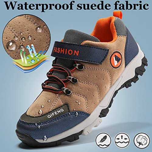 Unitysow Zapatillas de Senderismo para Niño Zapatillas y Calzado Deporte Niños Impermeables Botas de Senderismo Aire Libre Montaña Zapatillas Trekking,Marrón,EU35