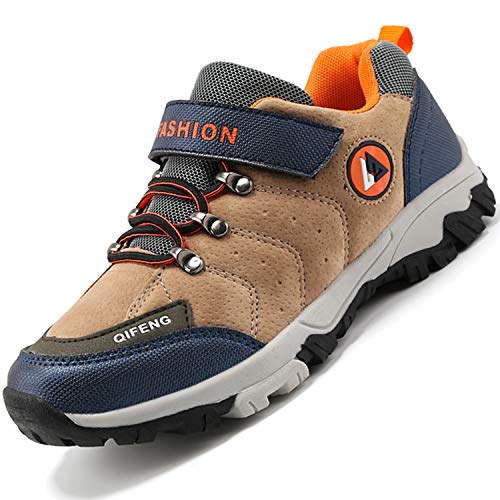 Unitysow Zapatillas de Senderismo para Niño Zapatillas y Calzado Deporte Niños Impermeables Botas de Senderismo Aire Libre Montaña Zapatillas Trekking,Marrón,EU35