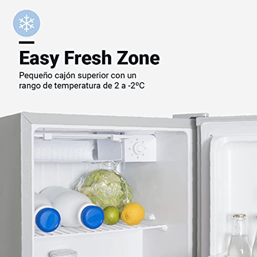 UNIVERSALBLUE Mini Bar 48 litros Plata | Frigorífico Pequeño | Nevera Eléctrica | Congelador minibar Plateado