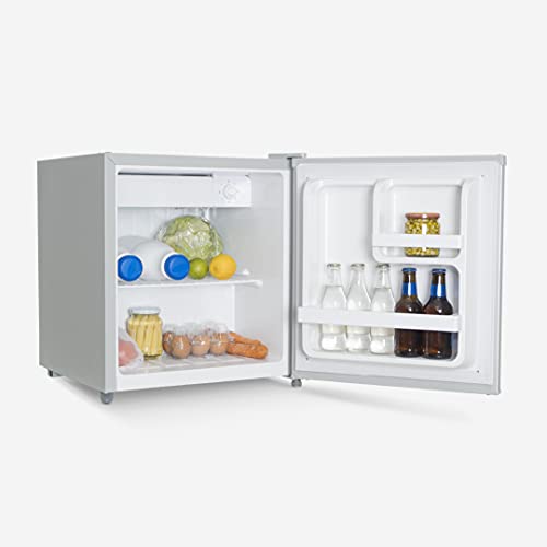 UNIVERSALBLUE Mini Bar 48 litros Plata | Frigorífico Pequeño | Nevera Eléctrica | Congelador minibar Plateado