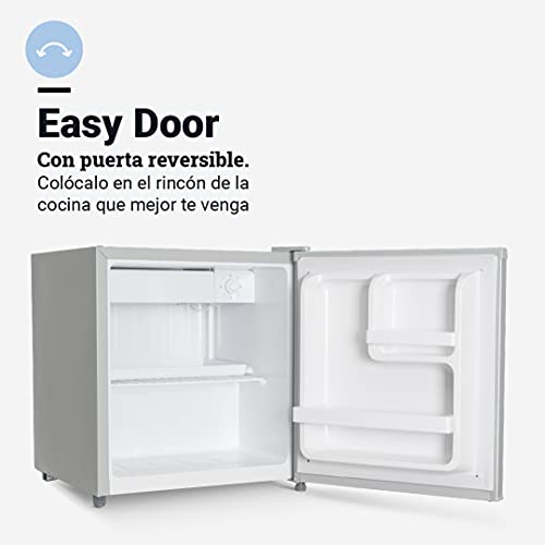 UNIVERSALBLUE Mini Bar 48 litros Plata | Frigorífico Pequeño | Nevera Eléctrica | Congelador minibar Plateado