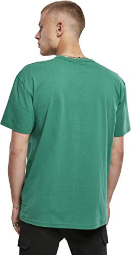 URBAN CLASSICS Camiseta básica de manga corta oversized, cuello redondo normal, de algodón grueso, largo normal, ajuste holgado, de hombre, moderna, color junglegreen, talla L