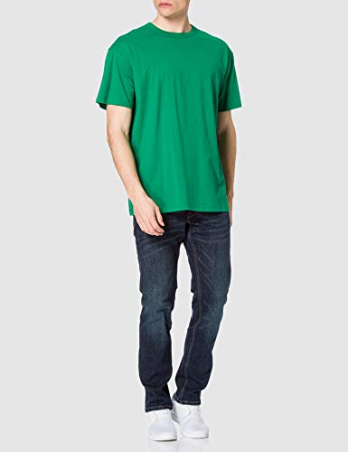 URBAN CLASSICS Camiseta básica de manga corta oversized, cuello redondo normal, de algodón grueso, largo normal, ajuste holgado, de hombre, moderna, color junglegreen, talla L