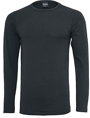 Urban Classics Fitted Stretch L/S tee Camiseta de Manga Larga, Negro (Black 00007), XL para Hombre