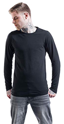 Urban Classics Fitted Stretch L/S tee Camiseta de Manga Larga, Negro (Black 00007), XL para Hombre