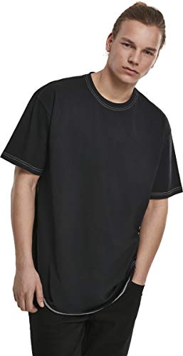 Urban Classics Heavy Oversized Contrast Stitch tee Camiseta, Negro (Black 00007), Large para Hombre