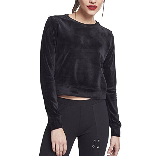 Urban Classics Ladies Short Velvet Crew Sudadera, Negro (Black 7), S para Mujer