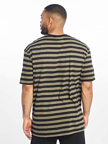 Urban Classics Oversized Yarn Dyed Bold Stripe tee Camiseta, Multicolor (Olive/Black 00868), Large para Hombre