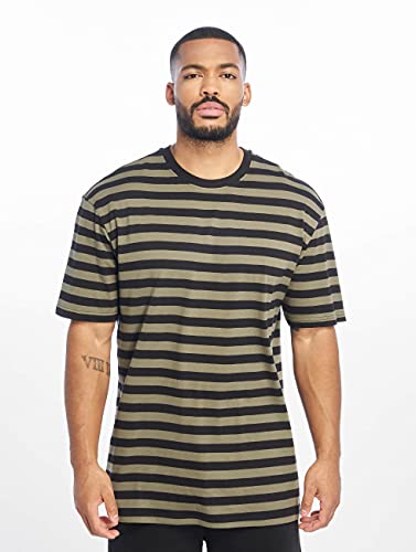 Urban Classics Oversized Yarn Dyed Bold Stripe tee Camiseta, Multicolor (Olive/Black 00868), Large para Hombre
