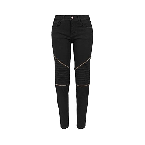 Urban Classics Pantalones elásticos de Motorista para Mujer, Negro (Black 7), 26 W