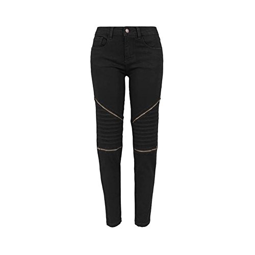 Urban Classics Pantalones elásticos de Motorista para Mujer, Negro (Black 7), 27 W