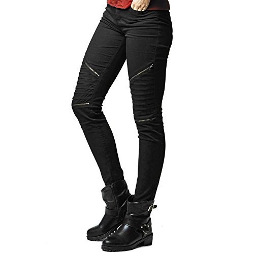 Urban Classics Pantalones elásticos de Motorista para Mujer, Negro (Black 7), 27 W