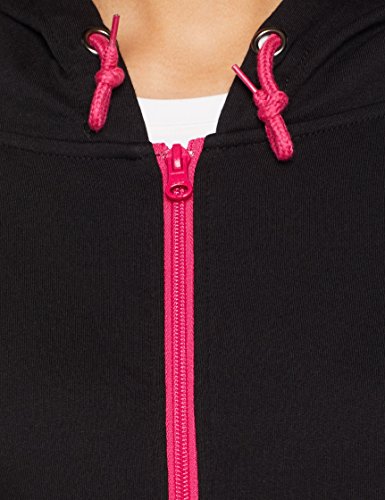 Urban Classics Sudadera con Cierre Negro/Fucsia S