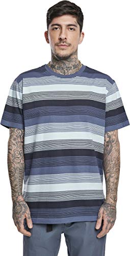 Urban Classics Yarn Dyed Sunrise Stripe tee Camiseta, Color Azul Vintage, L para Hombre