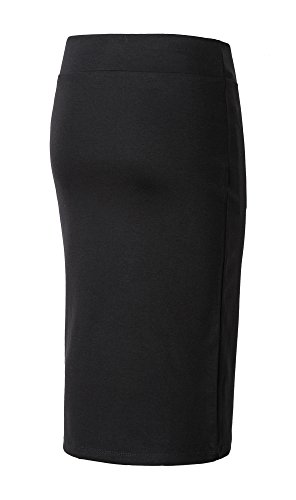 urban GoCo Mujeres Falda Midi Lápiz Cintura Alta Elasticidad Bodycon Tubo Falda Oficina Negro M