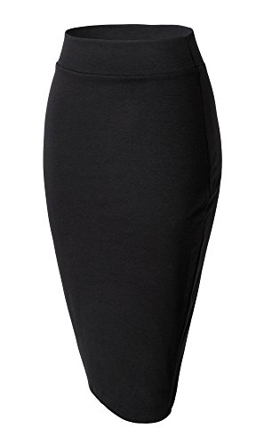 urban GoCo Mujeres Falda Midi Lápiz Cintura Alta Elasticidad Bodycon Tubo Falda Oficina Negro M