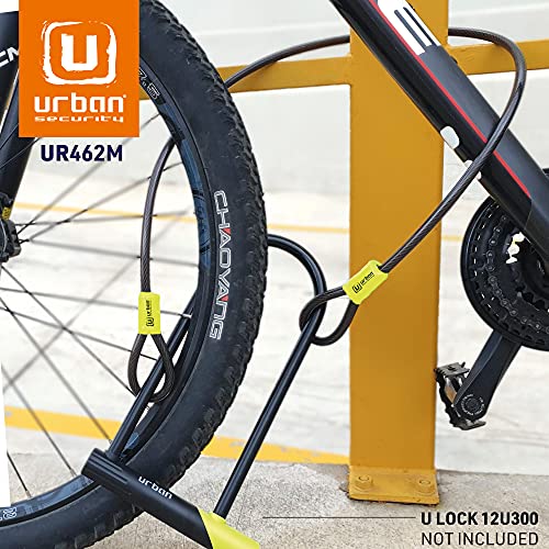 URBAN UR462M Cable de Seguridad Acero Flexible Universal para Bici o Patinete Ø 10mm 120cm Antirrobo Doble Lazo para Fijar Ruedas Sillín Bicicleta Multifunción, Unisex-Adult, Negro, 120 cm