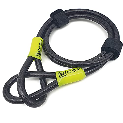 URBAN UR462M Cable de Seguridad Acero Flexible Universal para Bici o Patinete Ø 10mm 120cm Antirrobo Doble Lazo para Fijar Ruedas Sillín Bicicleta Multifunción, Unisex-Adult, Negro, 120 cm