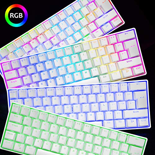 UrChoiceLtd UK61 60% Teclado mecánico para Juegos Tipo C Cableado 61 Teclas Retroiluminación LED Teclado Impermeable USB Retroiluminación RGB Teclas Anti-Fantasma para computadora/PC/Laptop/Mac