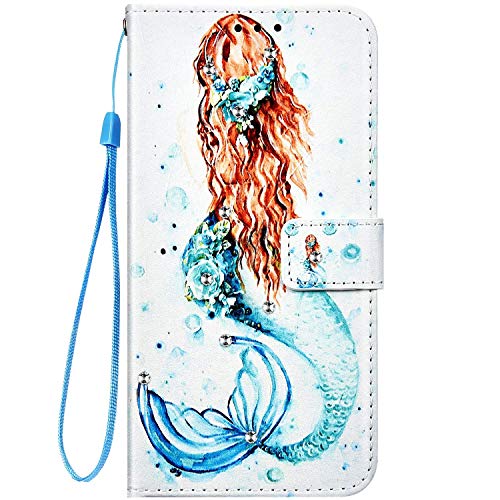 Urhause Funda Compatible con Samsung Galaxy S10 Carcasa Cuero Protectora PU Billetera Funda Pintado Dibujos Tipo Libro Piel Flip Folio Cover Cartera Plegable Soporte Cierre Magnético Case,Sirena