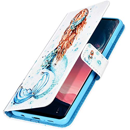 Urhause Funda Compatible con Samsung Galaxy S10 Carcasa Cuero Protectora PU Billetera Funda Pintado Dibujos Tipo Libro Piel Flip Folio Cover Cartera Plegable Soporte Cierre Magnético Case,Sirena