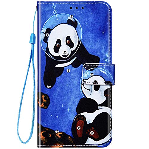 Urhause Funda Compatible con Xiaomi Redmi Note 8T Carcasa Cuero Protectora PU Billetera Funda Pintado Dibujos Tipo Libro Piel Flip Folio Cover Cartera Plegable Soporte Cierre Magnético Case,Panda#2