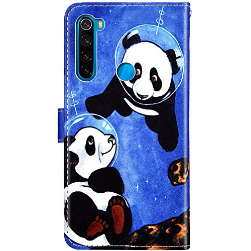 Urhause Funda Compatible con Xiaomi Redmi Note 8T Carcasa Cuero Protectora PU Billetera Funda Pintado Dibujos Tipo Libro Piel Flip Folio Cover Cartera Plegable Soporte Cierre Magnético Case,Panda#2