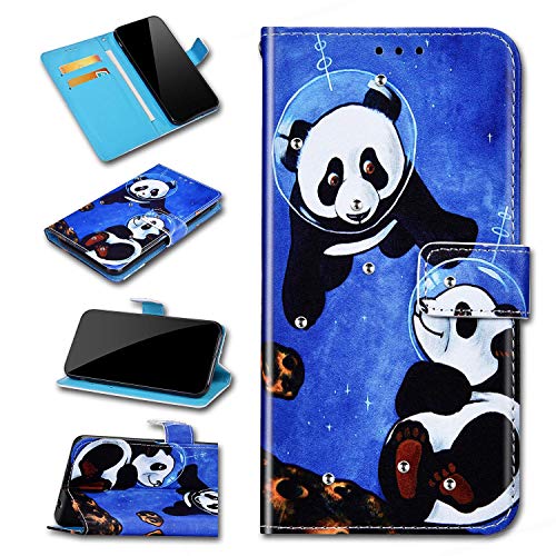 Urhause Funda Compatible con Xiaomi Redmi Note 8T Carcasa Cuero Protectora PU Billetera Funda Pintado Dibujos Tipo Libro Piel Flip Folio Cover Cartera Plegable Soporte Cierre Magnético Case,Panda#2