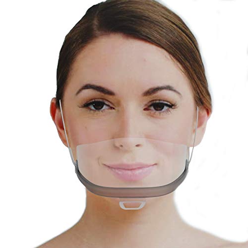 Urhome Visera Transparentes Reutilizables Lavables Antivaho | Pantalla Protectora de Plástico Catering | Face Shield para Boca y Nariz con Sonrisa Visible, 10 Unidades, Transparente