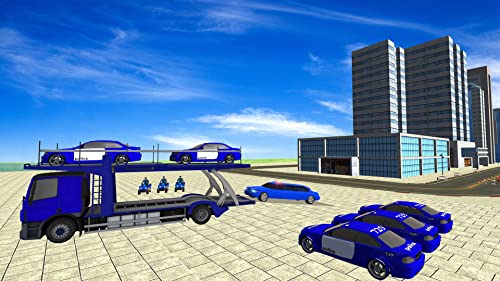 US Police Limousine Car: ATV Quad Transporter Game