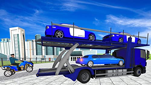 US Police Limousine Car: ATV Quad Transporter Game