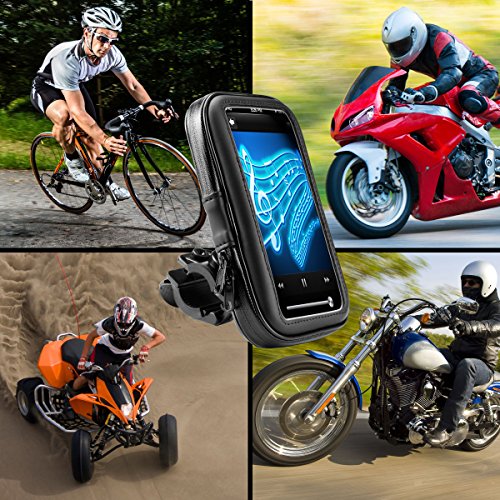 USA Gear GPS Bicicleta Soporte Movil Moto con Manillar Funda Táctil Impermeable con Visualización De 360 Grados - Compatible con Unidades Garmin, Zumo Y GPS De hasta 6.75 Pulgadas