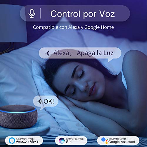 Usmart Bombilla Led Inteligente Alexa,E27 8W Bombillas WiFi Luces LED Cálidas y RGB Control de APP/Voz,Funciona con Alexa, Google Assistant,800LM Lámpara Regulable,16 Millones de Colores,2 Pcs