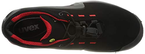 Uvex 1 X-tended Zapatos Profesional de Seguridad S3 SRC - Zapatilla Deportiva de Trabajo - Punta Antiaplastamiento de Composite - Negro - Rojo