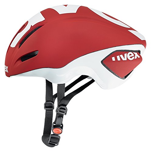 Uvex Edaero Casco de Ciclismo, Unisex Adulto, Rojo/Blanco, 53-58 cm