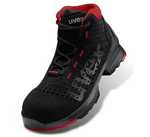 UVEX Stivale Allacciato traforato S1 SRC W11, Bota Perforada con Cordones Unisex Adulto, Schwarz Rot, 45 EU