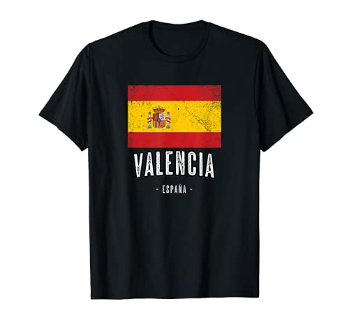 Valencia España | Souvenir Linda Ciudad - Bandera Española - Camiseta