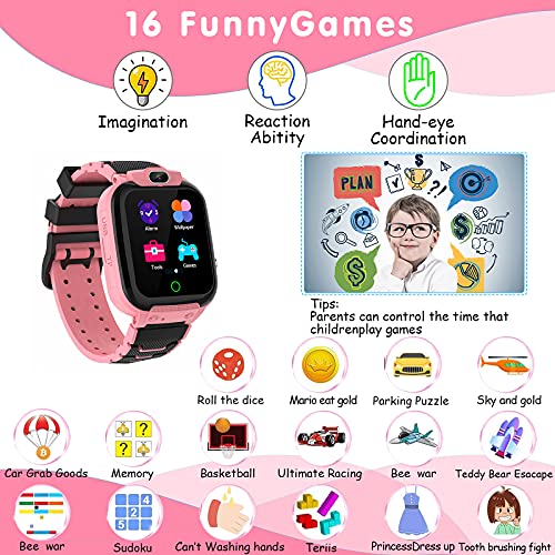 Vannico Smartwatch para Niños Game Watch - Video 16 Juegos de Música Reloj Inteligente con Cámara 10 MP Pantalla Táctil para Niños Niñas Regalo